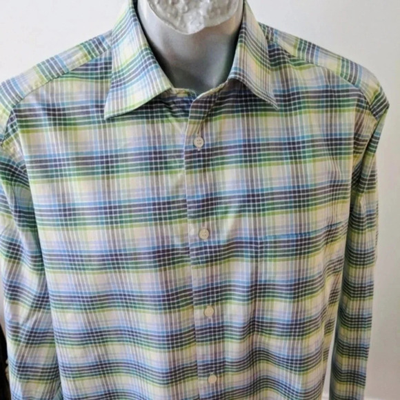 Zegna Sport Green Plaid Mens Shirt Size L  Sport Green Plaid - Picture 2 of 5